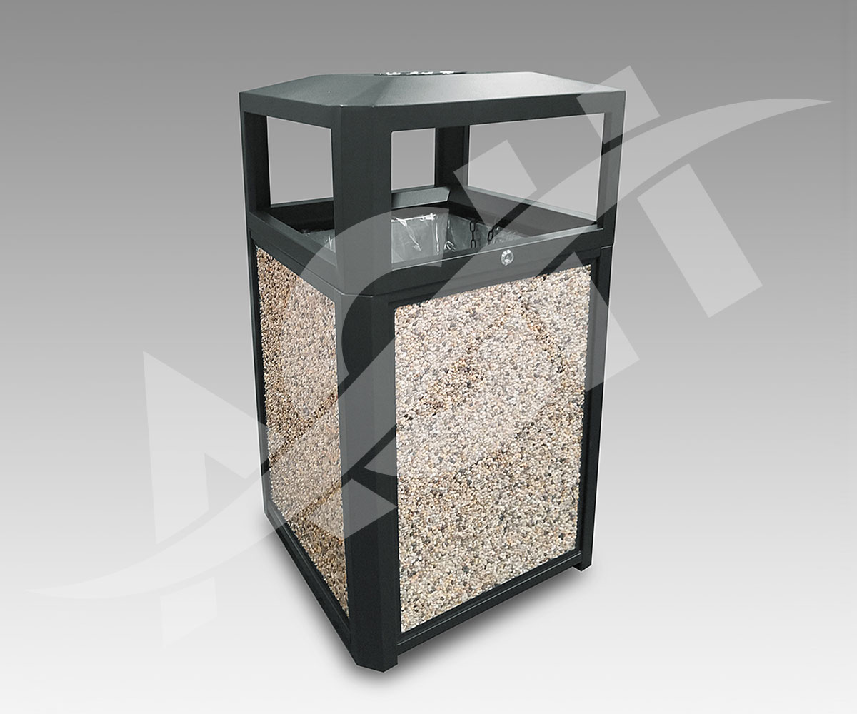 35gal Outdoor Trash Can With Ash Tray Steel