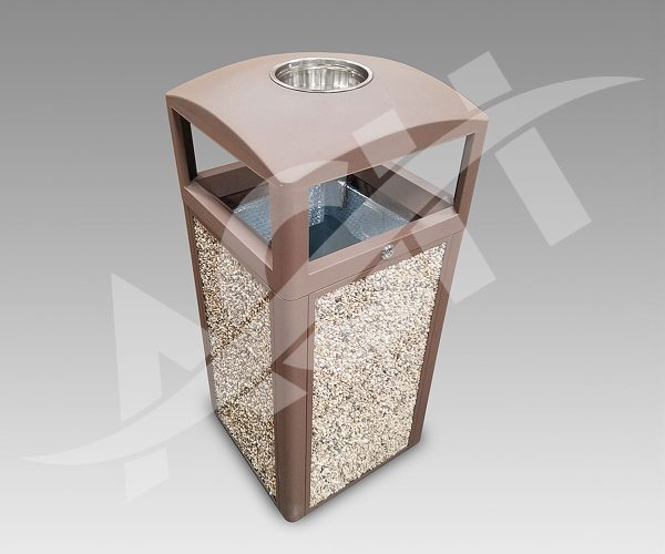 15gal Outdoor Trash Can With Ash Tray Top, Steel