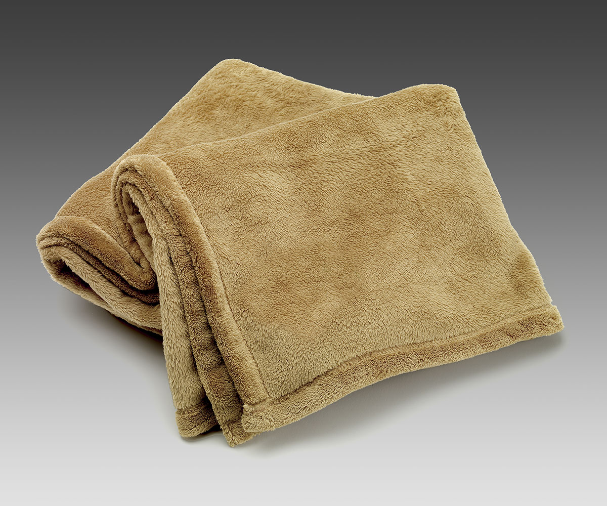 66" x 90"-Twin Fleece Blanket, 300gsm, Tan Color -10 pcs/case