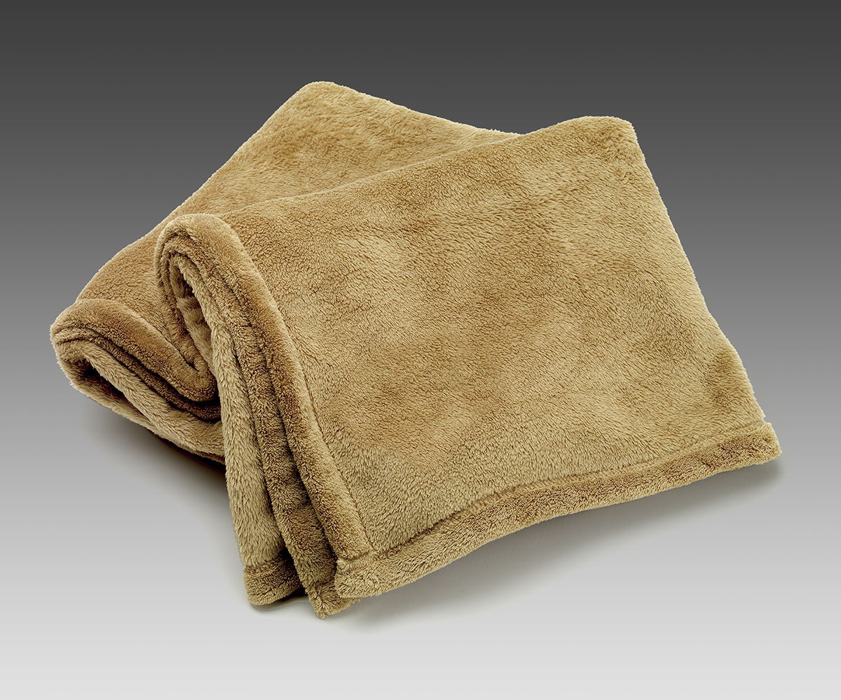 80" x 90" Full Micro Fleece Blanket, Tan, 250 GSM - 12 pcs/case