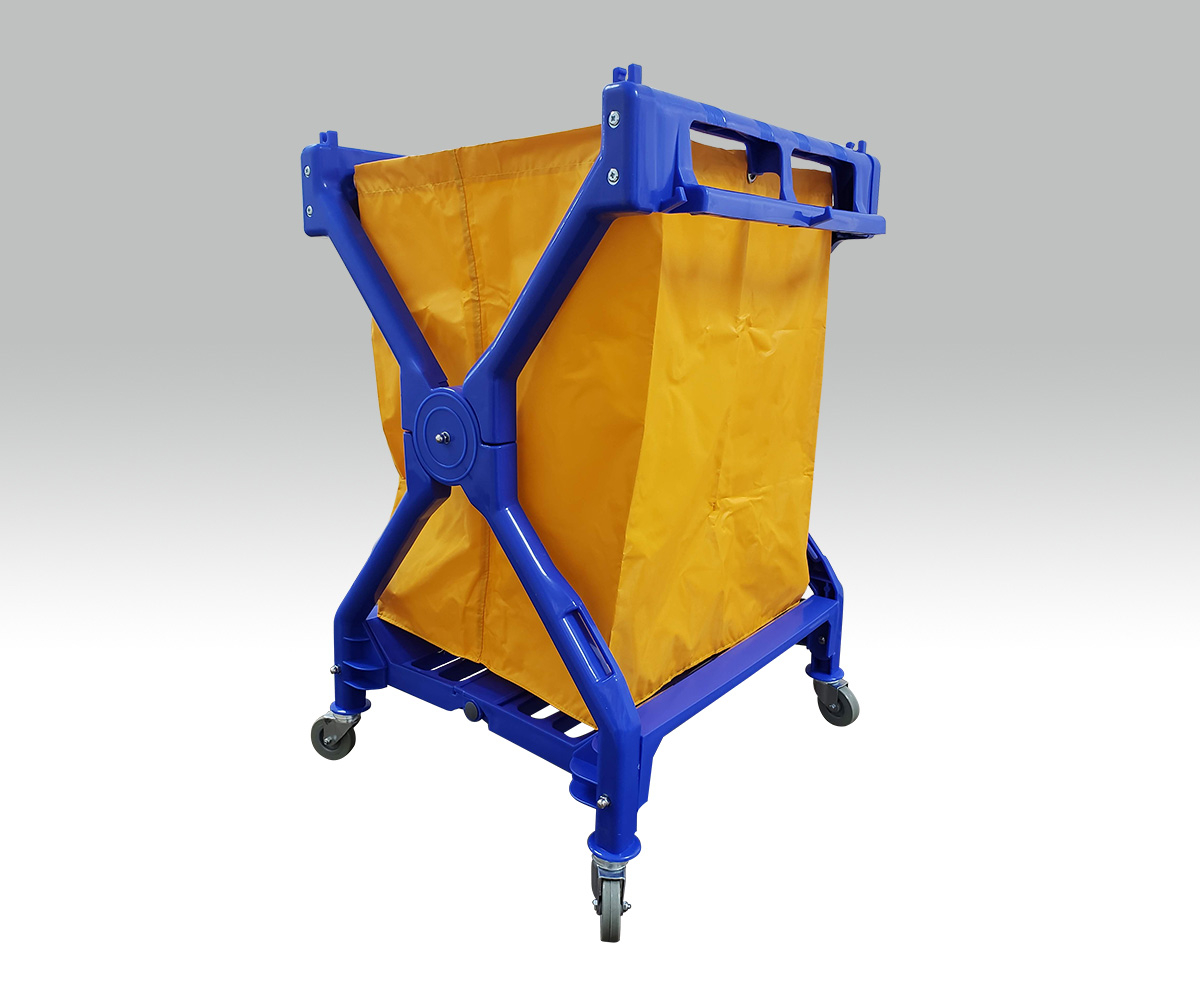 X-Shape Laundry Cart with Yellow Vinyl Bag