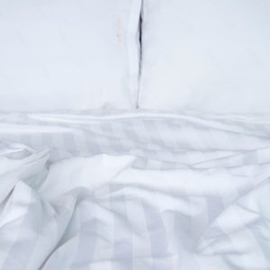 94" x 110" - Queen XL, Flat Stripe Sheets, T250, White -2dz Per Case